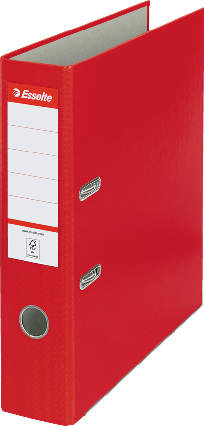 Segregator A4 Esselte, 75mm, do 500 kartek, ekonomiczny, czerwony