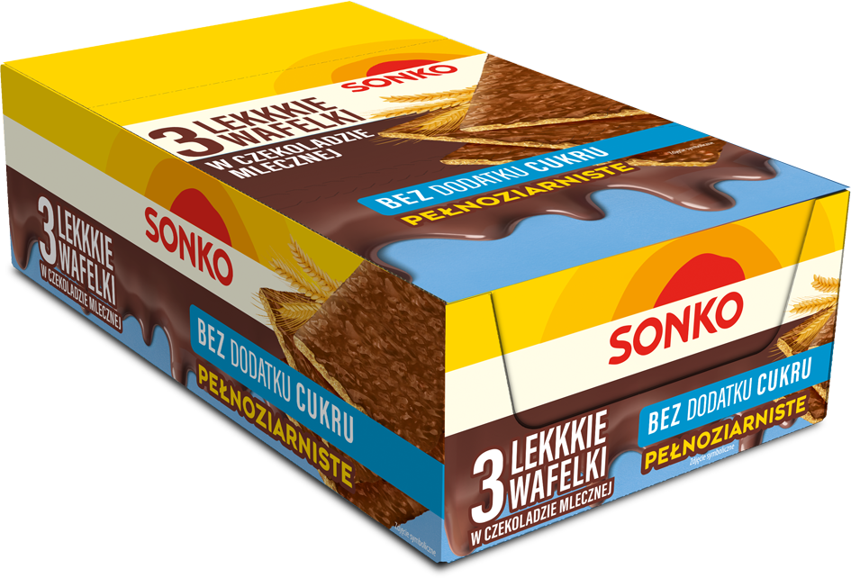 11x Lekkkie wafelki Sonko, w czekoladzie mlecznej, bez dodatku cukru, 3 sztuki, 36g