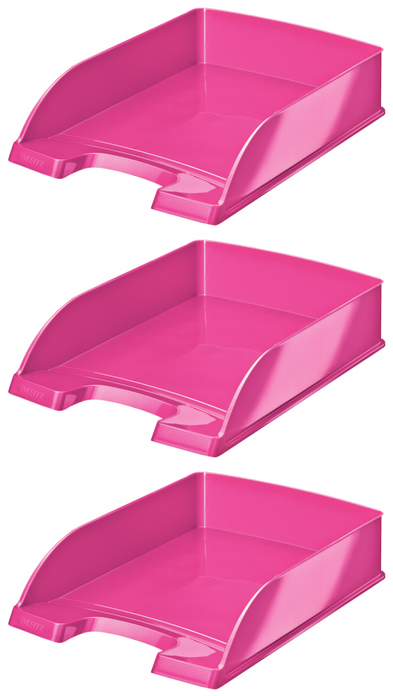 3x Półka na dokumenty Leitz Wow Plus, A4, plastikowa, różowy
