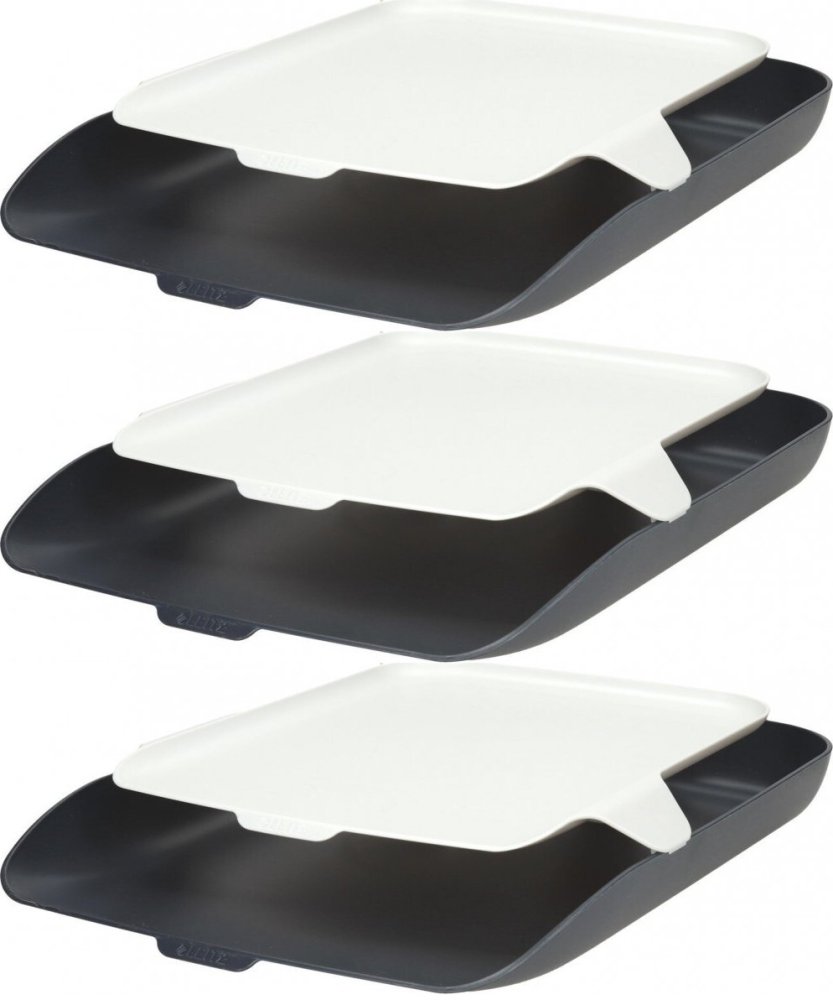 3x Półka na dokumenty z organizerem Leitz Cosy, A4, plastikowa, szary