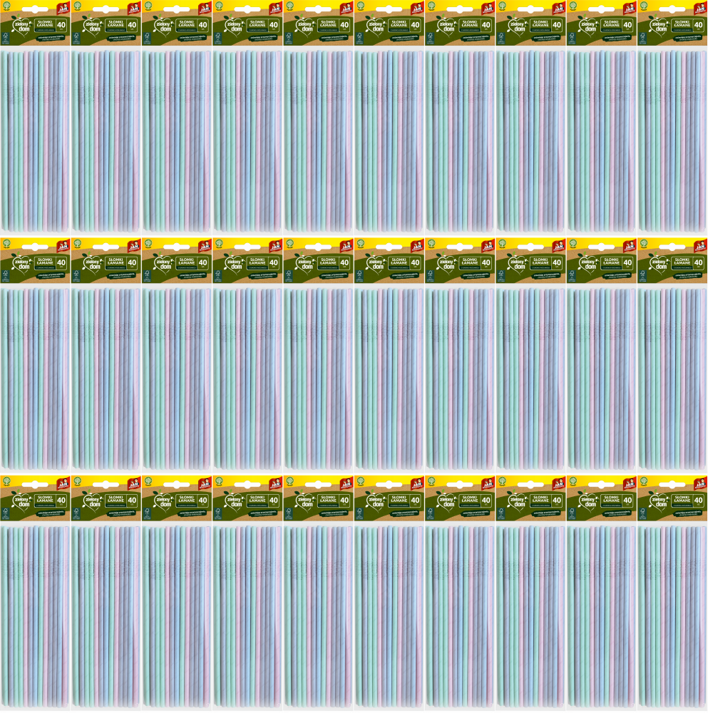 65x Słomki Jan Niezbędny Zielony Dom, papier, 40 sztuk, mix kolorów pastelowych