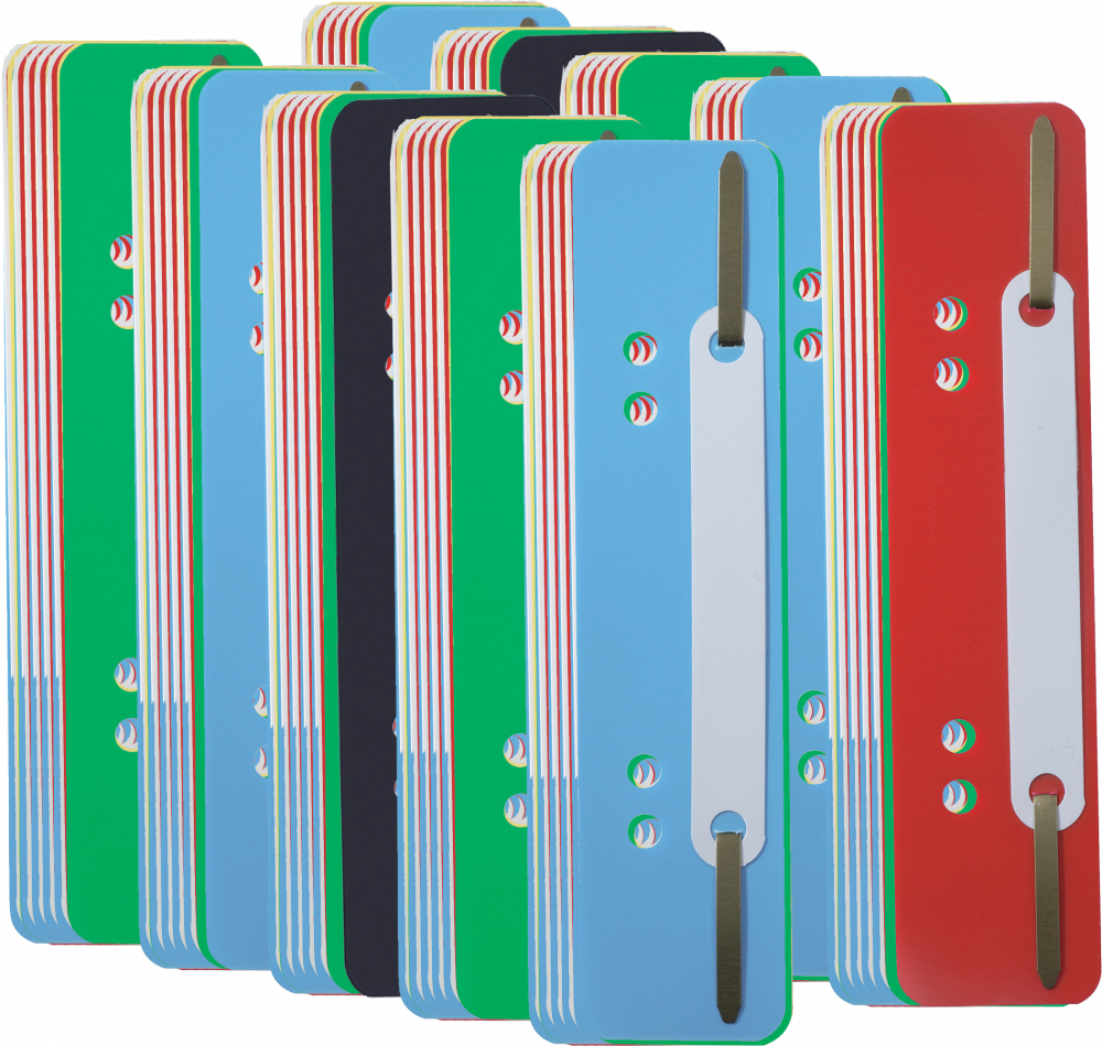 10x Wąsy skoroszytowe spinające dokumenty Durable, 25 sztuk, mix kolorów