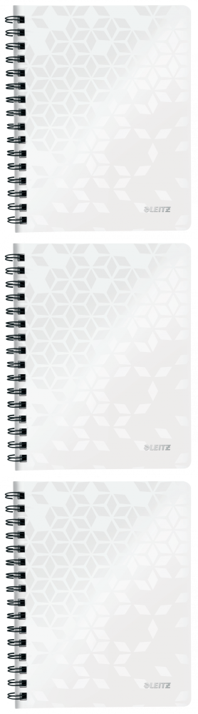 3x Kołonotatnik Leitz Wow, A5, w kratkę, 80 kartek, okładka PP, biały