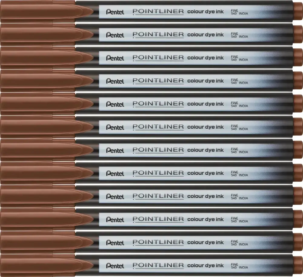12x Cienkopis Pentel Pointliner Colour, orzechowy