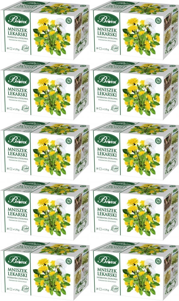 10x Herbata ziołowa w torebkach Bifix, mniszek lekarski, 20 sztuk x 1.75g