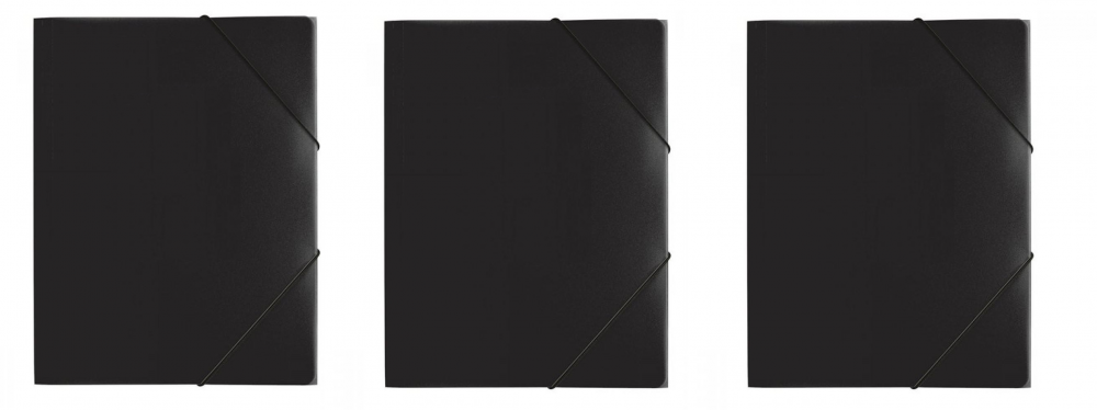 3x teczka plastikowa z gumką Pagna, A4, 3 skrzydłowa, czarny