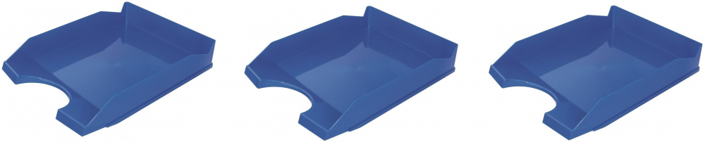 3x półka na dokumenty na biurko Office Products, A4, plastikowa, niebieski