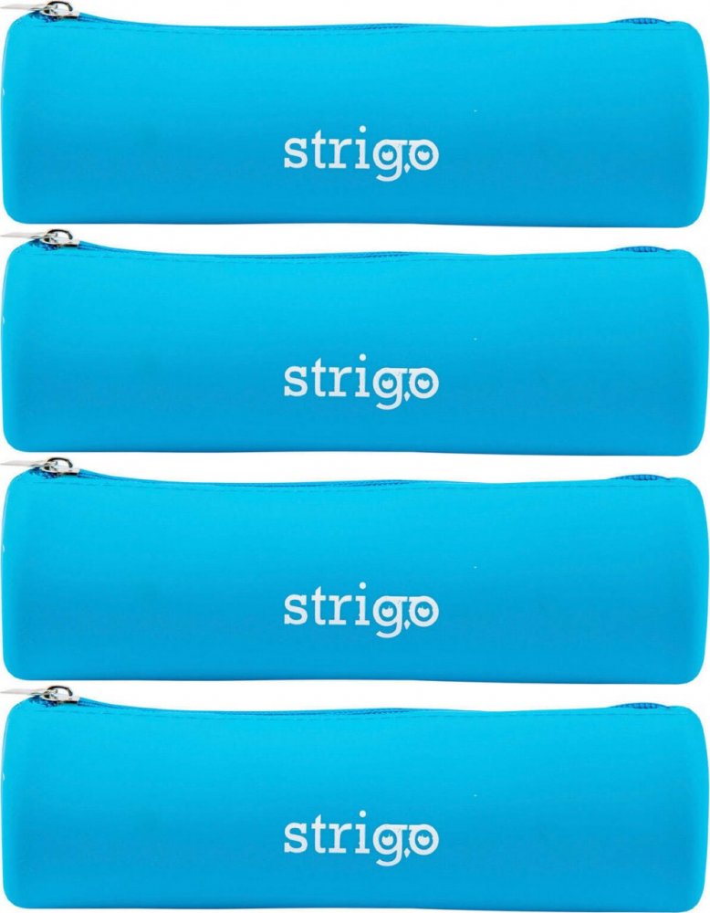 4x Piórnik 1-komorowy Strigo, silikonowy, owalny, bez wyposażenia, niebieski neonowy