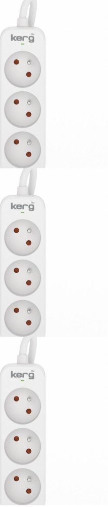 3x Przedłużacz Kerg, 1.5m, 3 gniazda, biało-szary