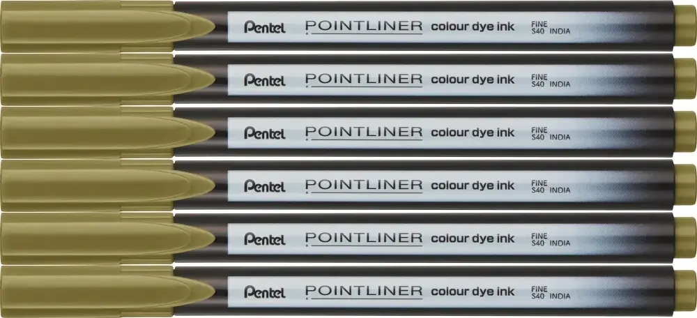 6x Cienkopis Pentel Pointliner Colour, złoto-brązowy