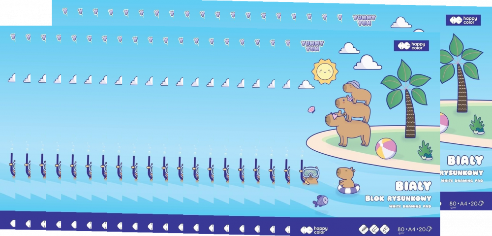 40x Blok rysunkowy Happy Color Yummy Yum, A4, 80 g/m2, 20 kartek, biały