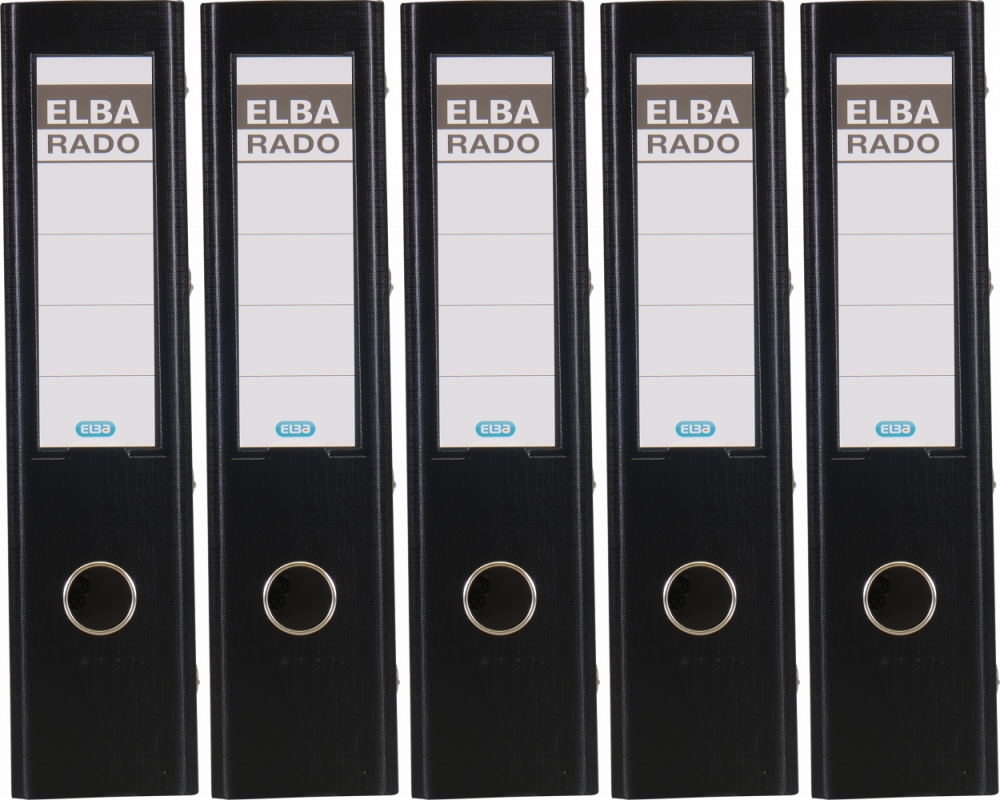 5x Segregator A4 Elba Rado, 75mm, podwójny mechanizm, czarny