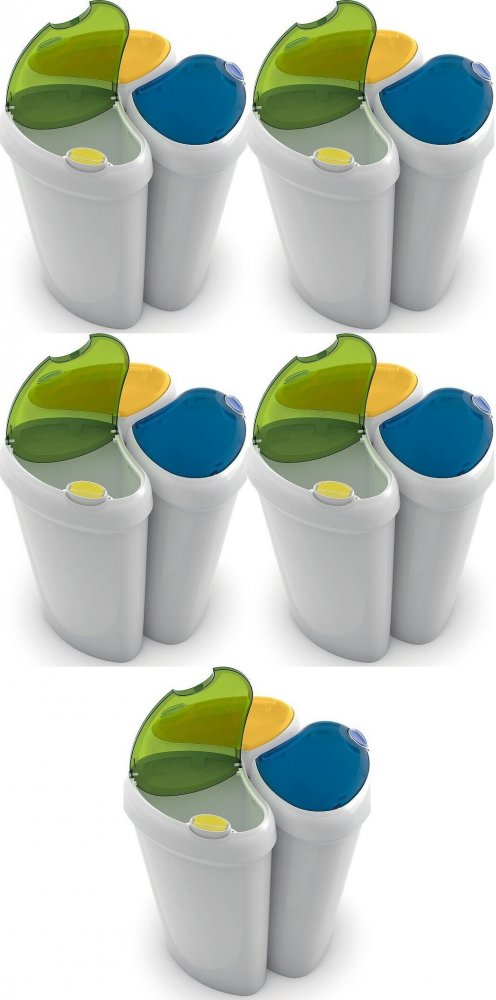 5x Kosz do segregowania śmieci Kis Lotus, 30l, 3 sztuki, biały