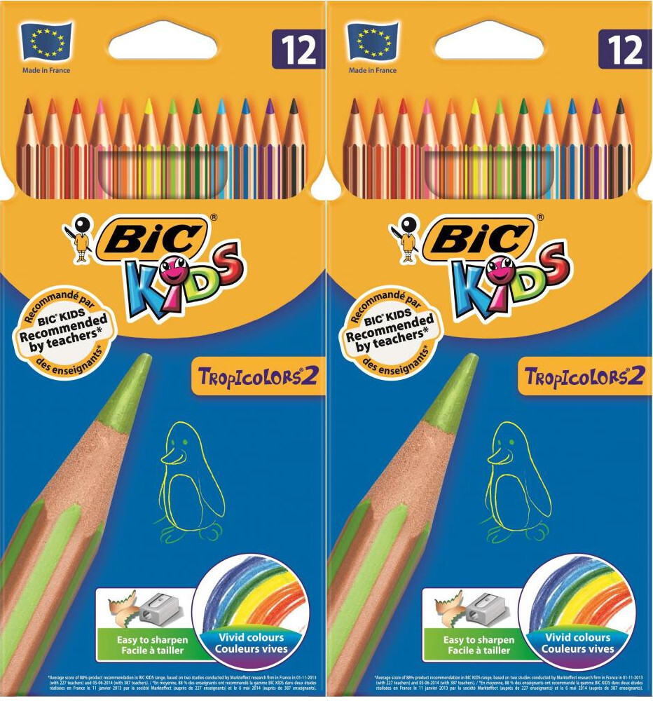 2x Kredki ołówkowe Bic TropiColors, 12 kolorów