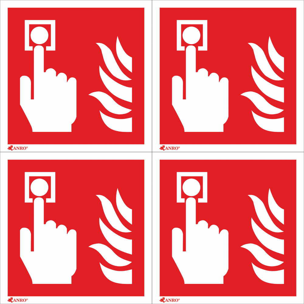 4x Alarm pożarowy - znak przeciwpożarowy ppoż foto, 10x10cm
