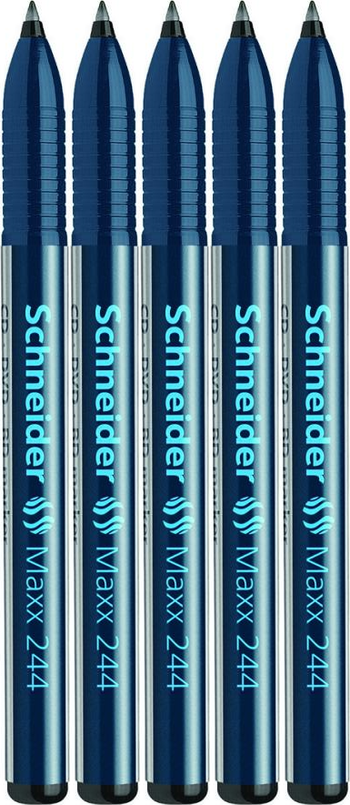 5x Marker do płyt CD i DVD Schneider 244, okrągła, 0.7 mm, czarny