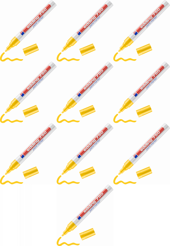 10x Marker olejowy edding 750, okrągła, 4mm , żółty