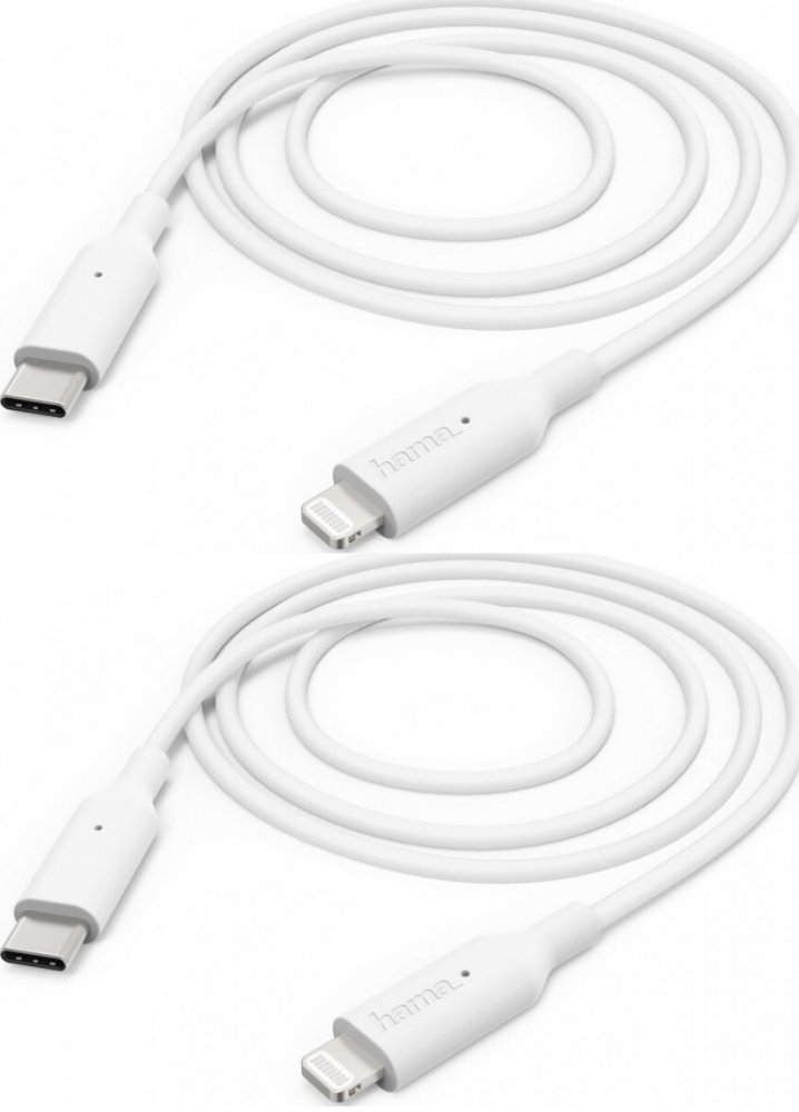 2x Kabel USB Hama do Apple iPhone Lightning/ USB-C, 1m, biały