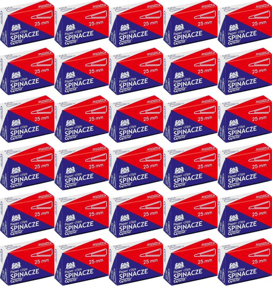 100x Spinacze Grand, trójkątne, 25 mm, 100 sztuk, srebrny
