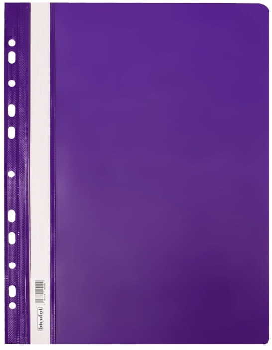 Skoroszyt plastikowy oczkowy Biurfol, twardy, A4, do 200 kartek, fioletowy