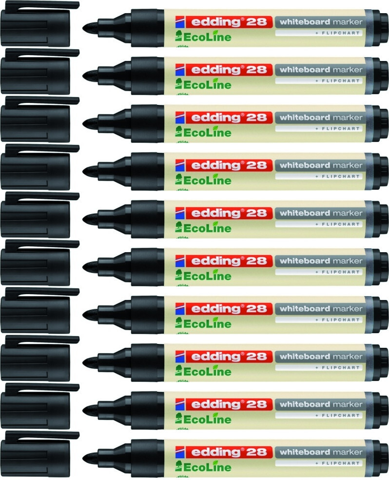 10x Marker suchościeralny edding 28 EcoLine, okrągła, 1.5-3mm, czarny