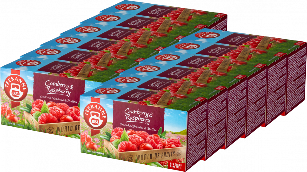 12x Herbata owocowa w kopertach Teekanne Cranberry&Raspberry, żurawina i malina, 20 sztuk x 2.25g