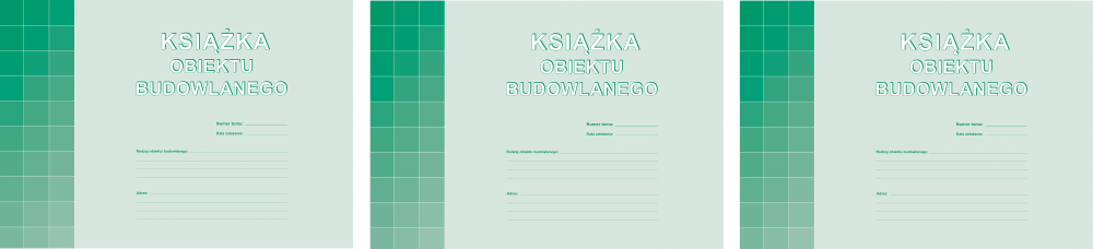 3x Druk akcydensowy Książka obiektu budowlanego MiP 604-1, A4, offsetowy, 38k