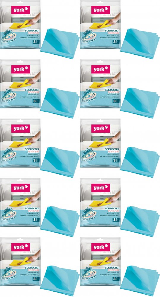 10x Ściereczka domowa York Prestige, 3 sztuki, mix kolorów