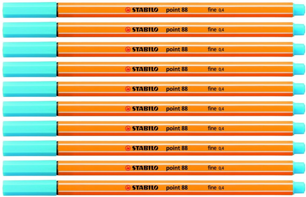 10x cienkopis Stabilo, Point 88, 0.4mm, błękitny