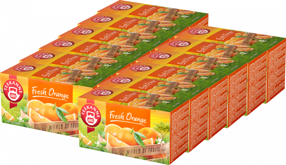12x Herbata owocowa w kopertach Teekanne World of Fruits Fresh Orange, pomarańcza, 20 sztuk x 2.5g