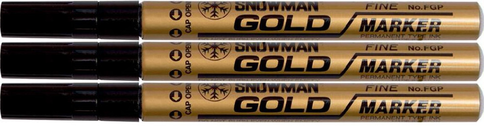 3x Marker olejowy Snowman, średni, okrągła, złoty