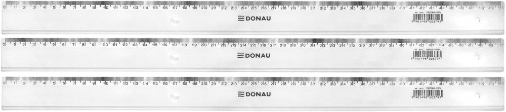 3x linijka plastikowa Donau, 50cm, transparentny