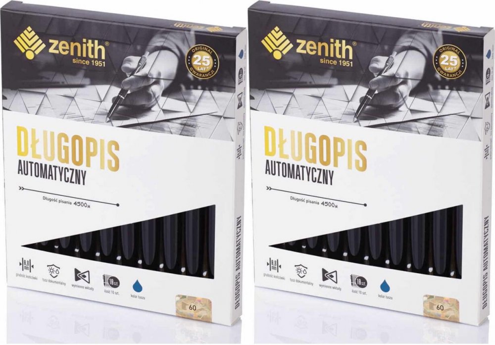 2x Długopis automatyczny Zenith 60, 0.8mm, 10 sztuk, czarny