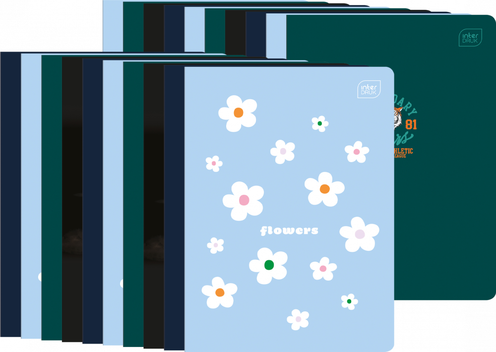 20x Zeszyt gładki Interdruk UV, A5, 32 kartki, mix wzorów