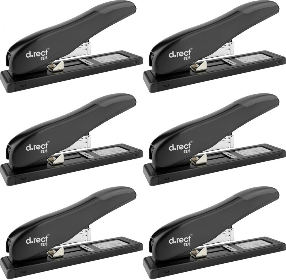 6x Zszywacz D.Rect Heavy Duty 0378, do 100 kartek, czarny