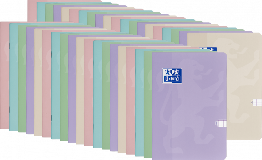 50x Zeszyt w kratkę Oxford Touch Pastel, A5, miękka oprawa, 16 kartek, mix kolorów pastelowych