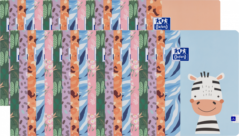 50x Zeszyt w kratkę Oxford Kids, A5, miękka oprawa, 16 kartek, mix wzorów