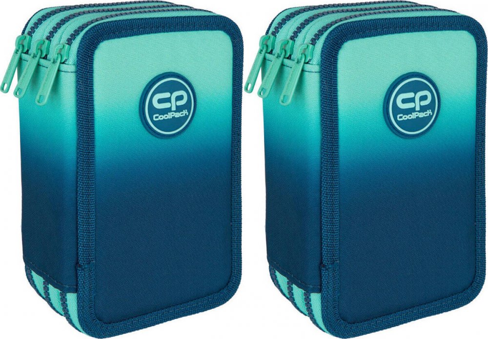 2x Piórnik szkolny CoolPack Jumper 3 Gradient Blue Lagoon, 3-komorowy, z wyposażeniem