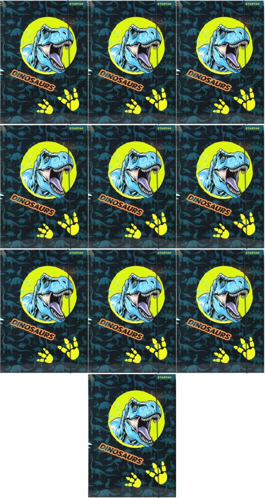 10x Teczka z gumką Starpak Dinozaur, A4, mix wzorów