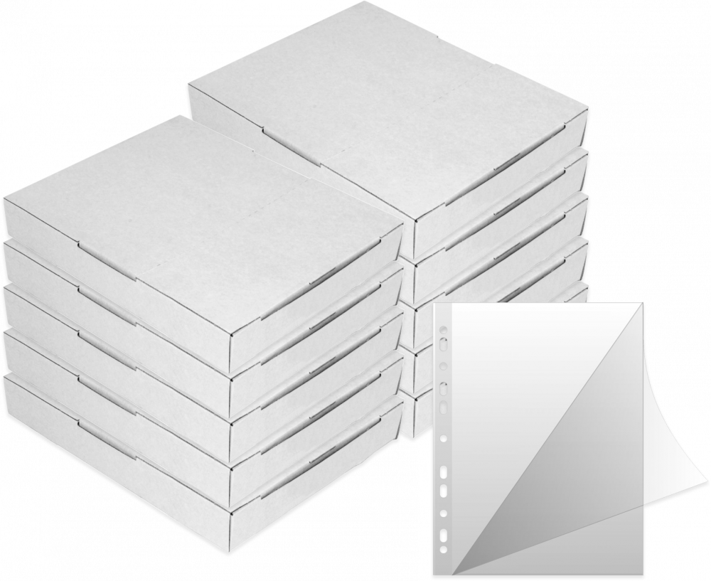 10x Koszulki krystaliczne Donau, A4, w kartoniku, typ L, 150μm, 50 sztuk, transparentny