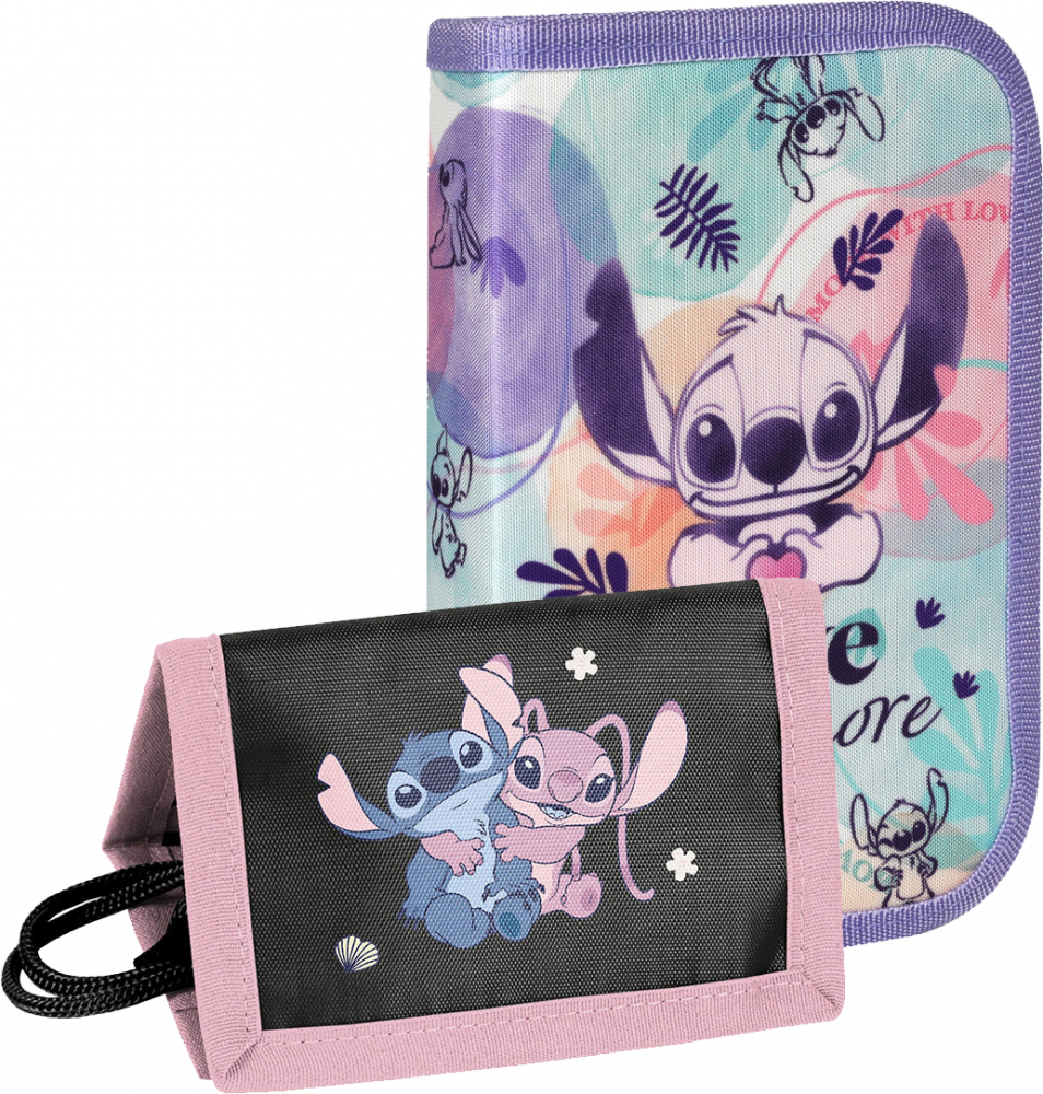 Zestaw: Piórnik szkolny CoolPack Clipper Stitch Pastel + Portfel Paso Disney Stitch