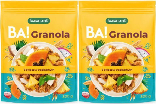 2x Granola Bakalland BA! 5 owoców tropikalnych, 300g