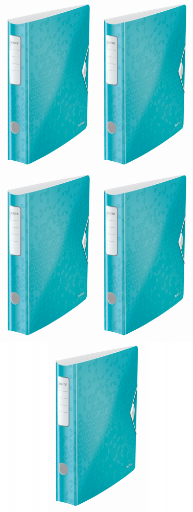 5x Segregator A4 Leitz 180° Active Wow, 65mm, do 350 kartek, turkusowy
