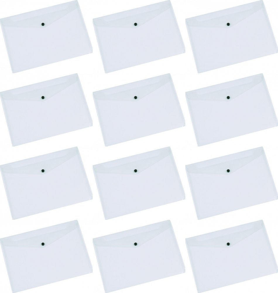 12x Teczka kopertowa Q-Connect, A3, na zatrzask,1 sztuka, przezroczysty