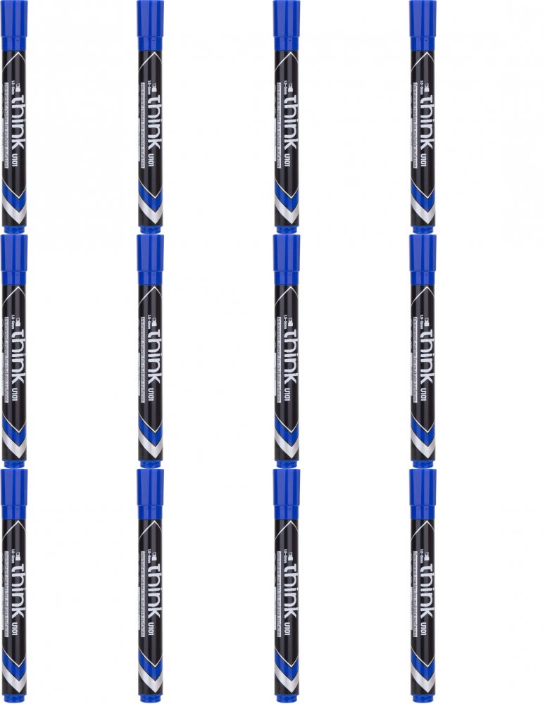12x Marker permanentny Deli Think U101, ścięta, 1.5-5mm, niebieski