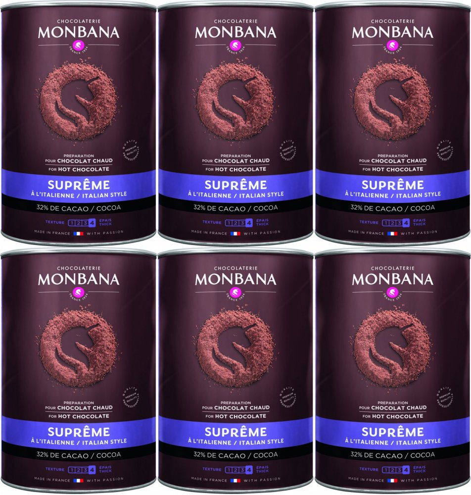 6x Czekolada do picia Monbana Supreme, puszka, 1kg