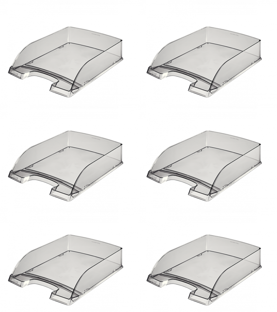 6x Półka na dokumenty Leitz Plus, A4, plastikowa, przezroczysty grafitowy