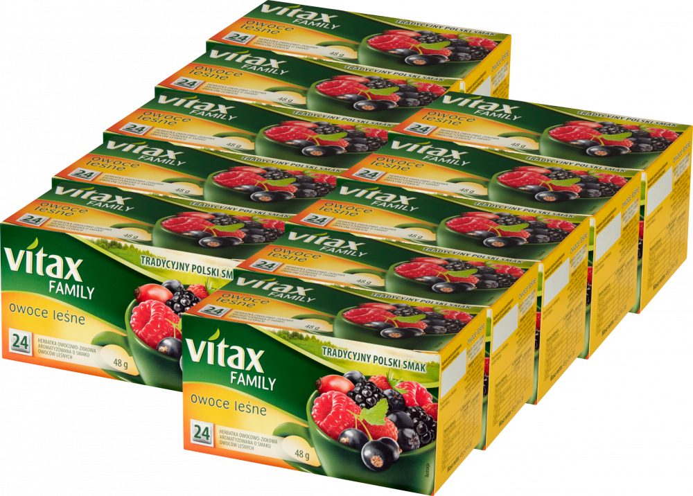 10x Herbata owocowa w torebkach Vitax Family, owoce leśne, 24 sztuk x 2g