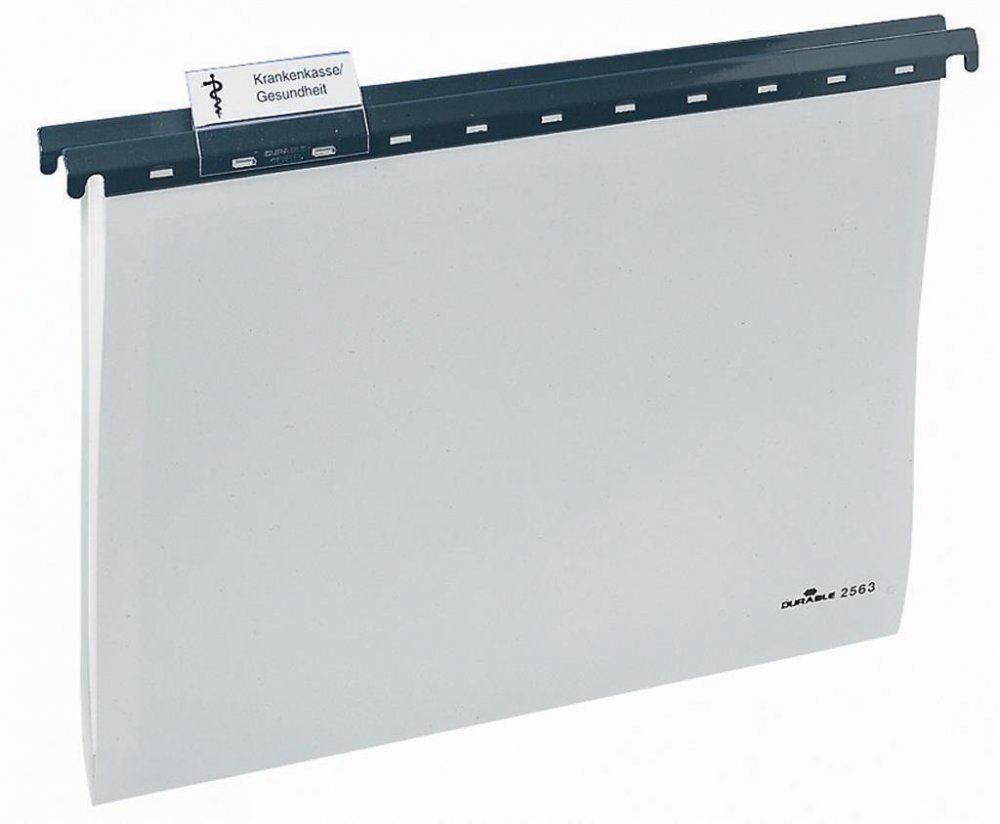 Teczka zawieszkowa Durable, A4, z tworzywa z metalową szyną, szary