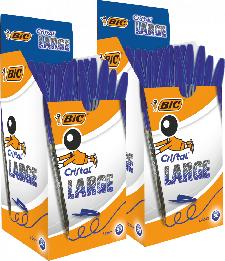 100x Długopis Bic Cristal Large, 1.6mm, niebieski